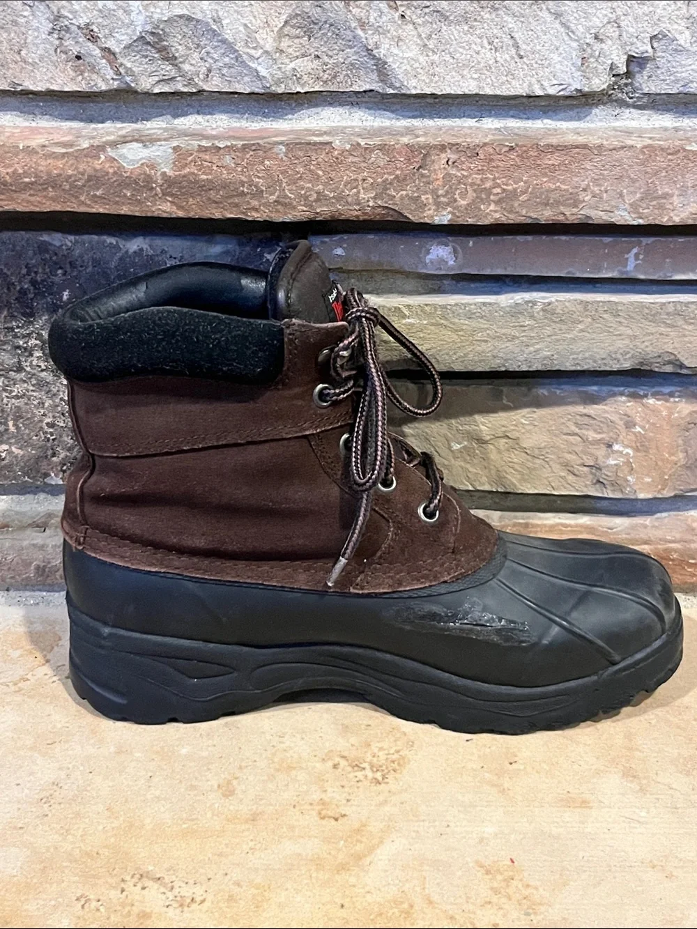 ThermoLite Brown Leather & Black Rubber Waterproof Winter Boots